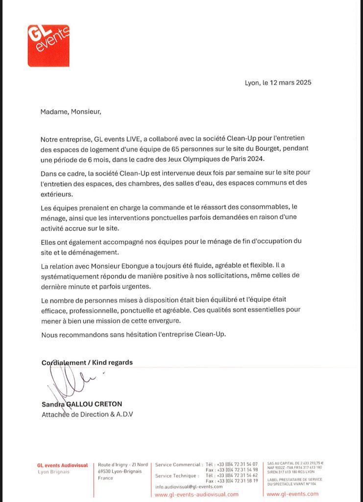 Gl Event nous font confiance pour nos services